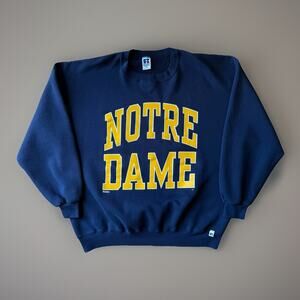 Vintage Notre Dame Sweatshirt 2XL Blue 90s Russell Athletic Fleece Pullover